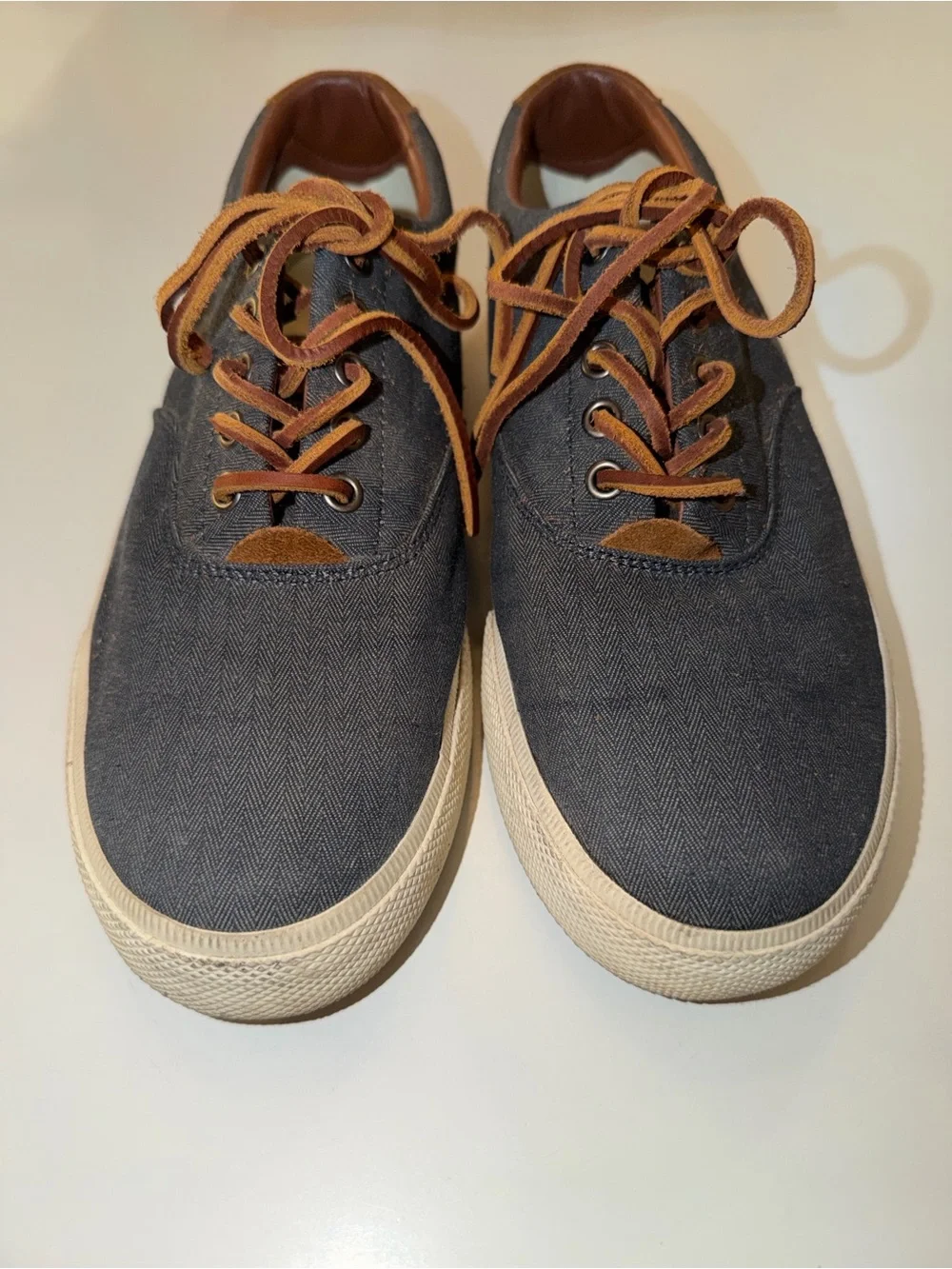 Polo by Ralph Lauren Charcoal Canvas Sneakers with Tan Accents